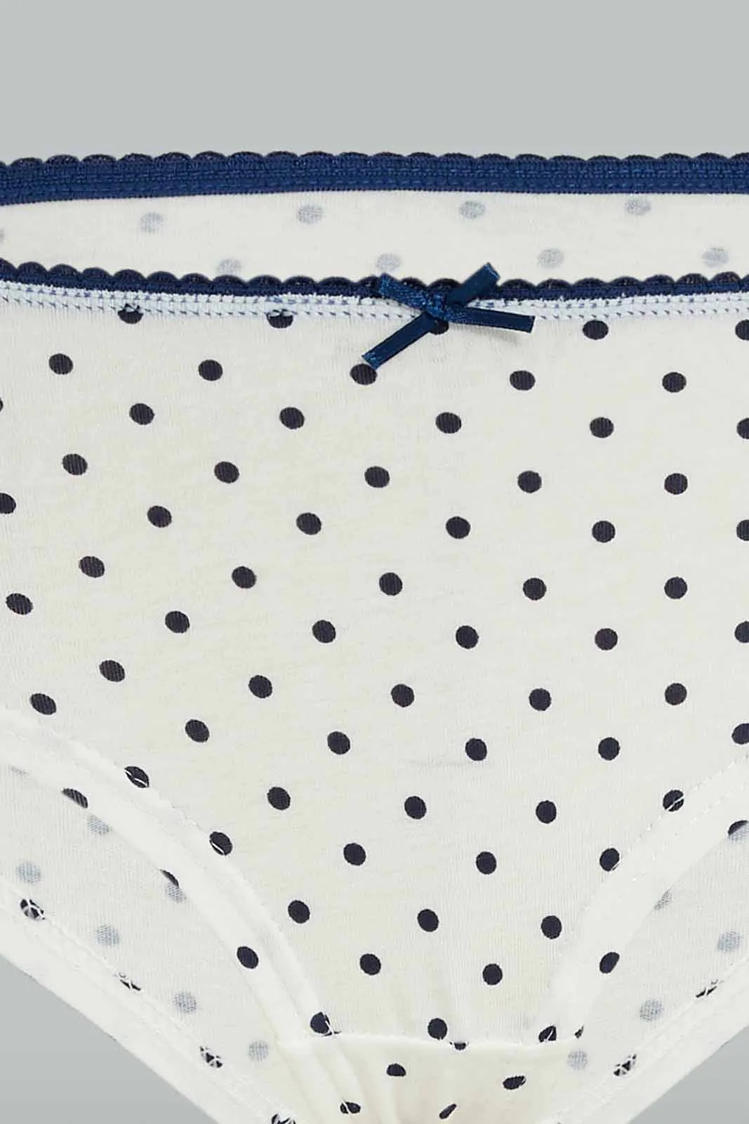 Women White And Navy Boyleg Briefs (Pack of 5)