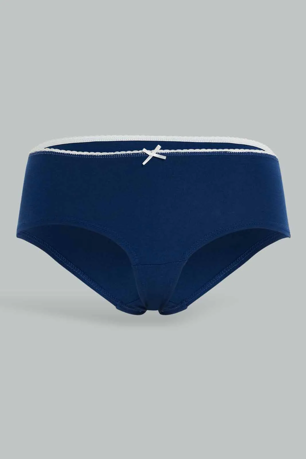 Women White And Navy Boyleg Briefs (Pack of 5)
