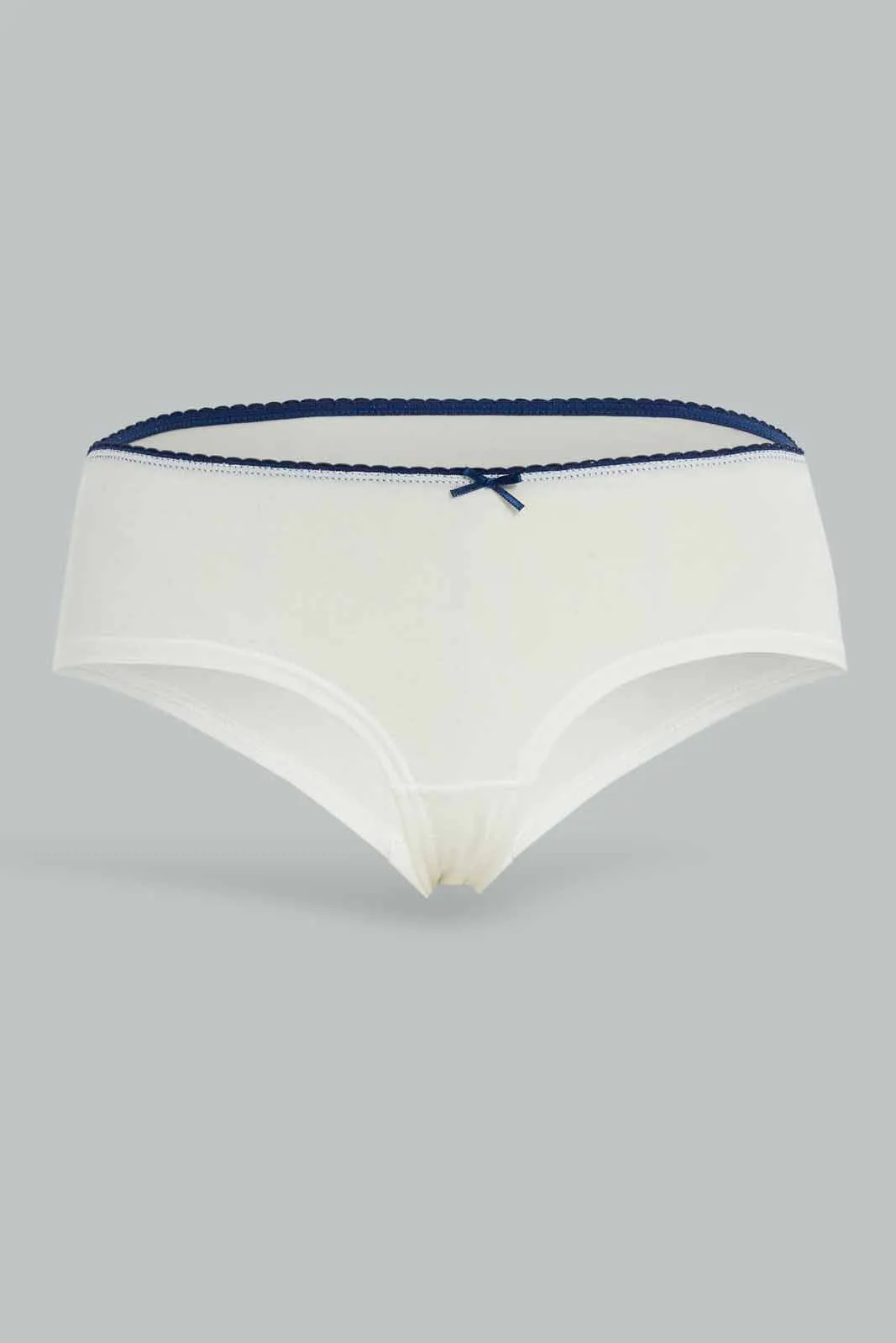 Women White And Navy Boyleg Briefs (Pack of 5)