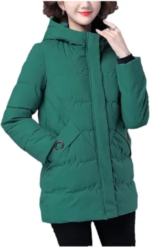 Women Winter Jacket Long Warm Parkas Coat Thicken Cotton Padded Jacket Hooded Loose Basic Tops