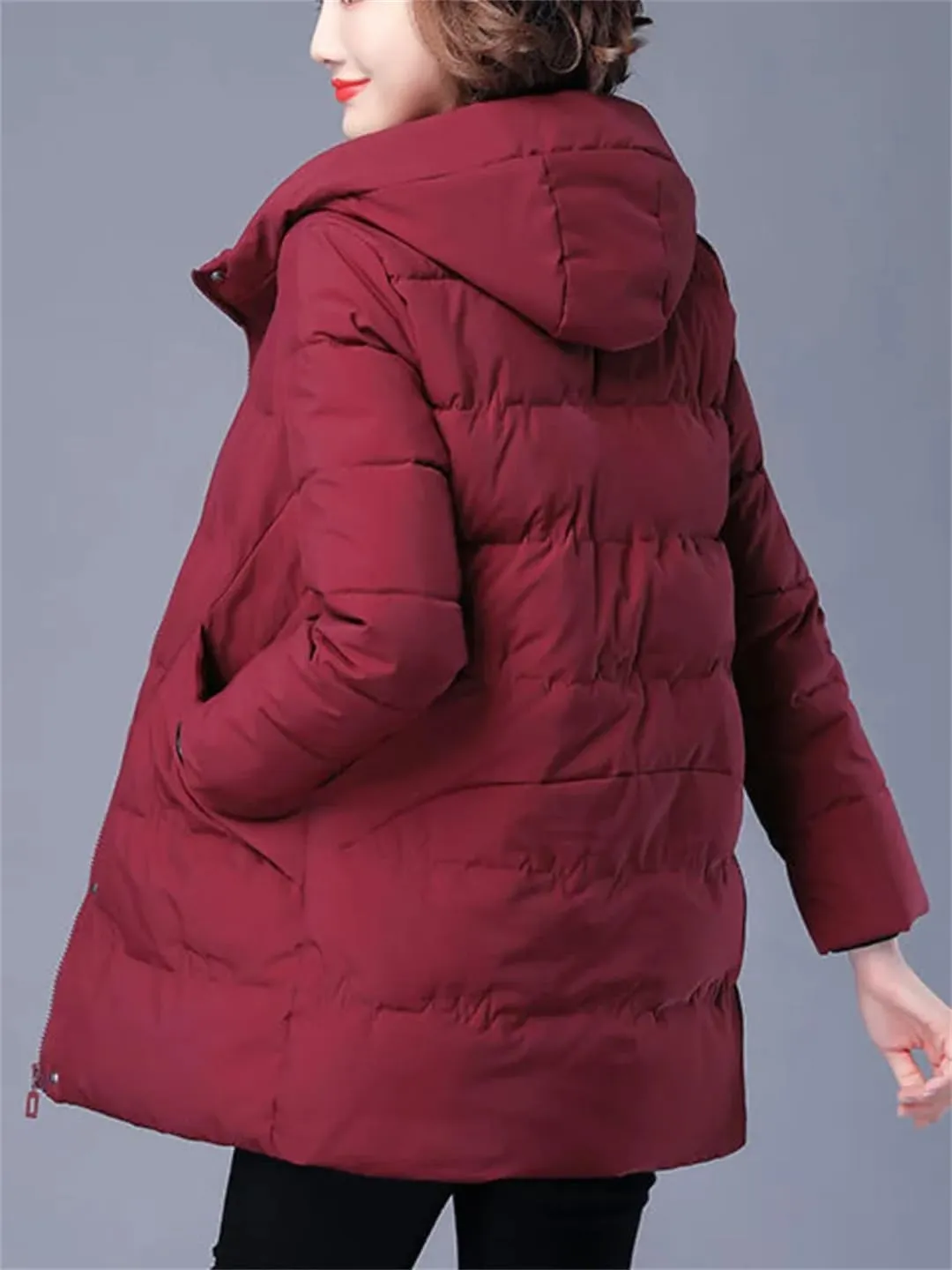 Women Winter Jacket Long Warm Parkas Coat Thicken Cotton Padded Jacket Hooded Loose Basic Tops