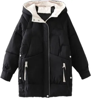 Women Winter Warm Thick Hooded Cotton Down Jacket Long Padded Parka For Women Oversize Winter Loose Cotton Coat