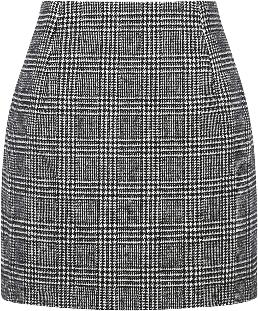 Women Wool Plaid Mini Skirt High Waist Vintage Office Lady Slim Short Pencil Skirts