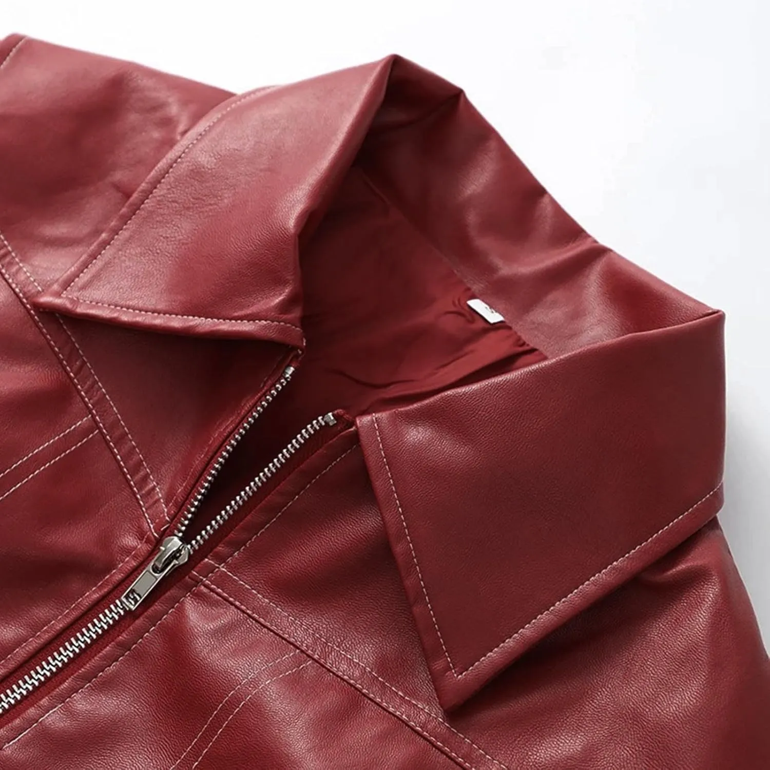 Women Zip Up Faux Leather Jacket 2024 Fall Outfits Motorcycle Bomber Jackets Casual Outerwear Fashion Leather Coat