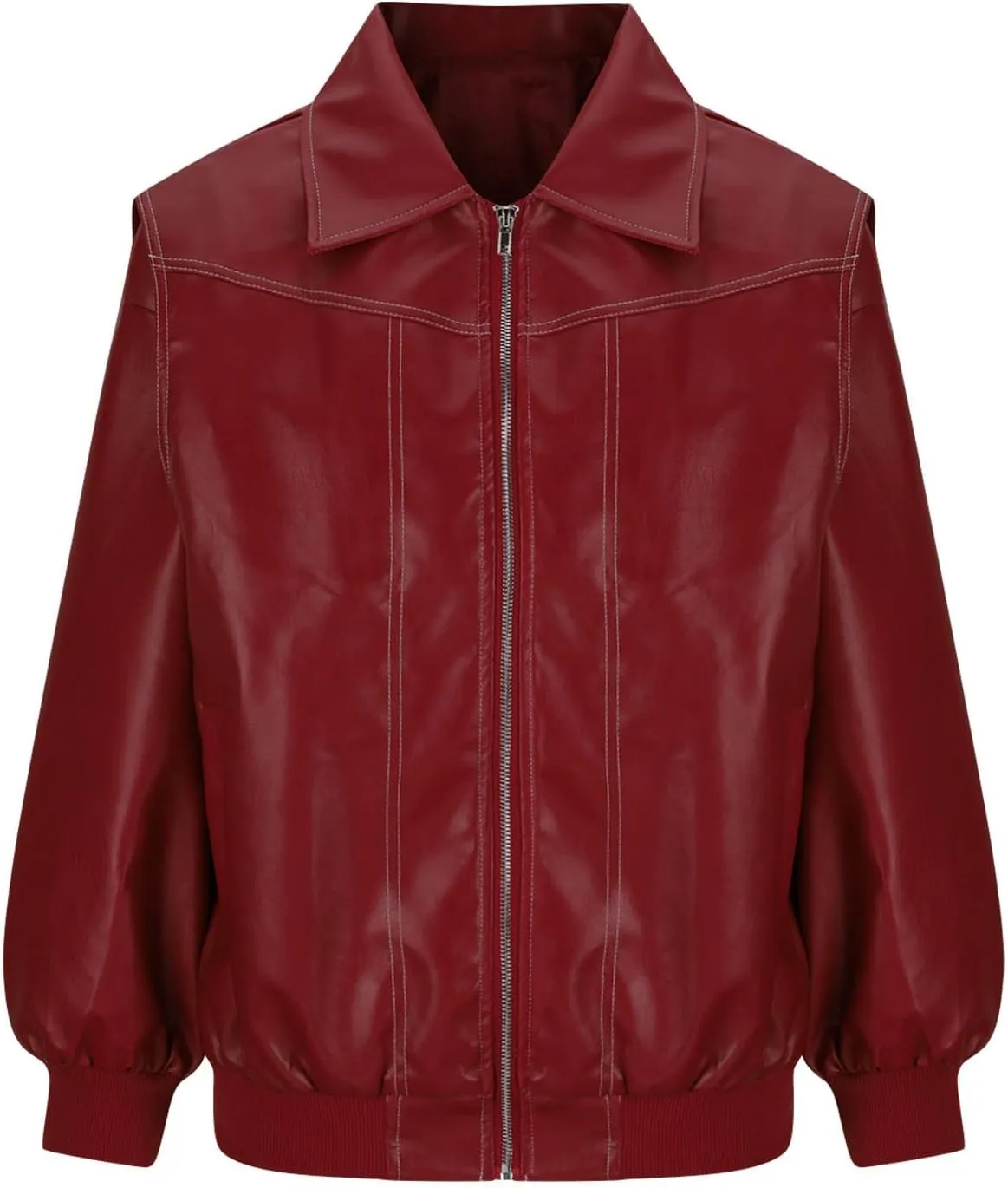 Women Zip Up Faux Leather Jacket 2024 Fall Outfits Motorcycle Bomber Jackets Casual Outerwear Fashion Leather Coat