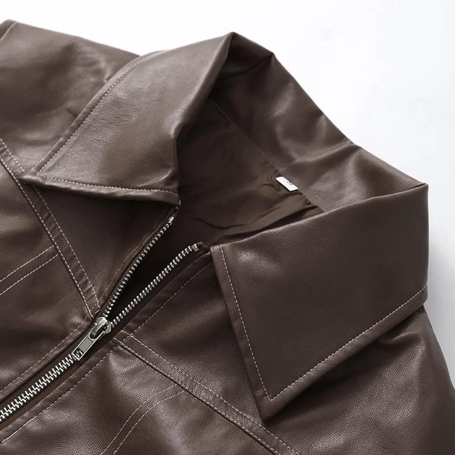 Women Zip Up Faux Leather Jacket 2024 Fall Outfits Motorcycle Bomber Jackets Casual Outerwear Fashion Leather Coat