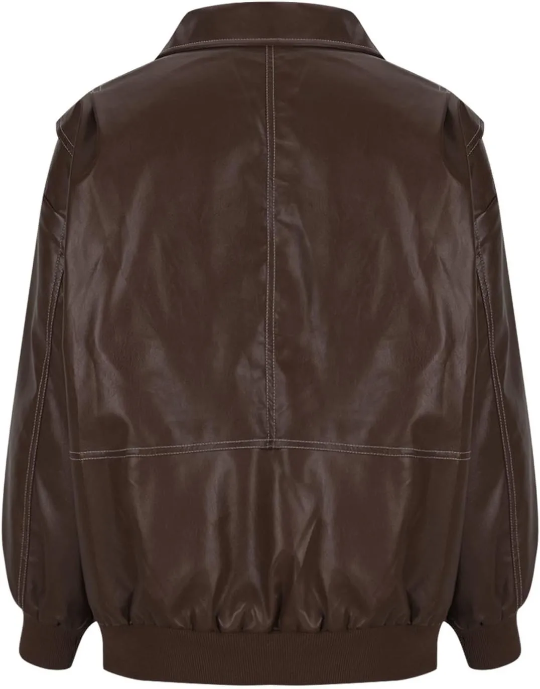 Women Zip Up Faux Leather Jacket 2024 Fall Outfits Motorcycle Bomber Jackets Casual Outerwear Fashion Leather Coat