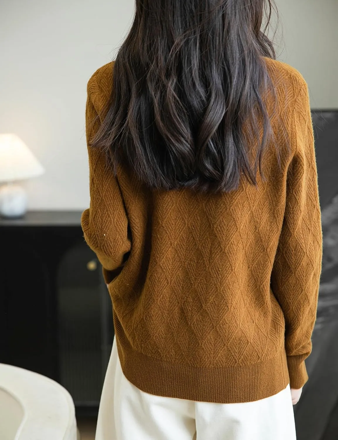 Women's 100% Merino Wool Sweater 2025 Fall Winter Fashion Turtleneck Warm Long Sleeve Cable Knit Sweater Tops