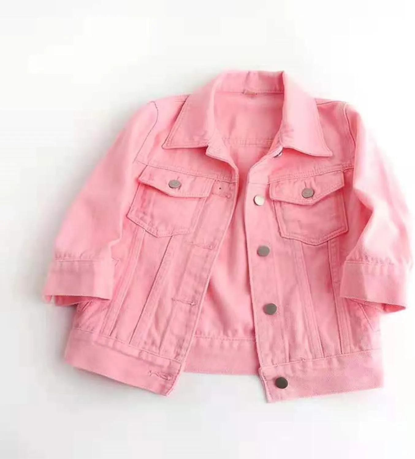 Women's 3/4 Sleeve Denim Jacket Button Down Shawl Stretch Denim Jean Jacket With Pockets