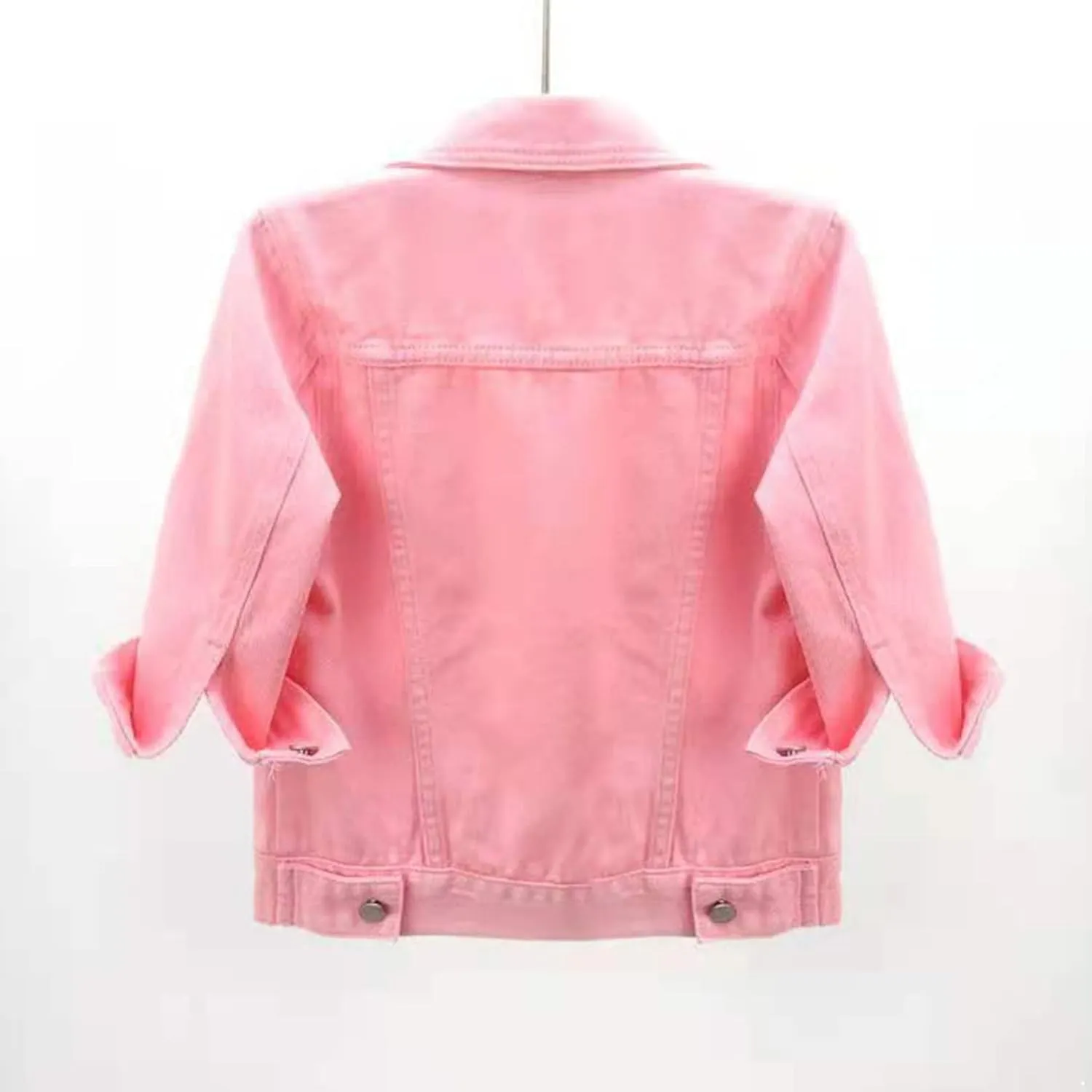 Women's 3/4 Sleeve Denim Jacket Button Down Shawl Stretch Denim Jean Jacket With Pockets