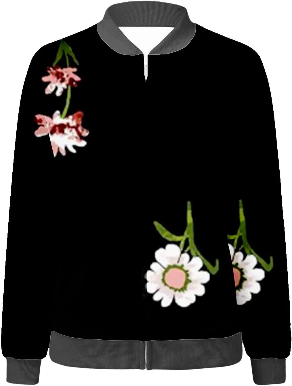 Women's Bomber Jacket Casual Coat Thin Pocket Jacket Blouse Coat Baseball Top Women's Baseball Jacket Floral Fall