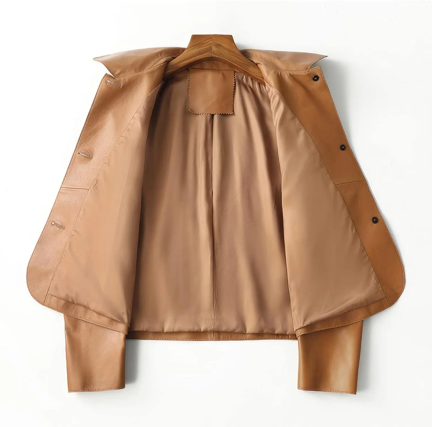 Women's Brown Sheepskin Cropped Leather Jacket - Classic Style