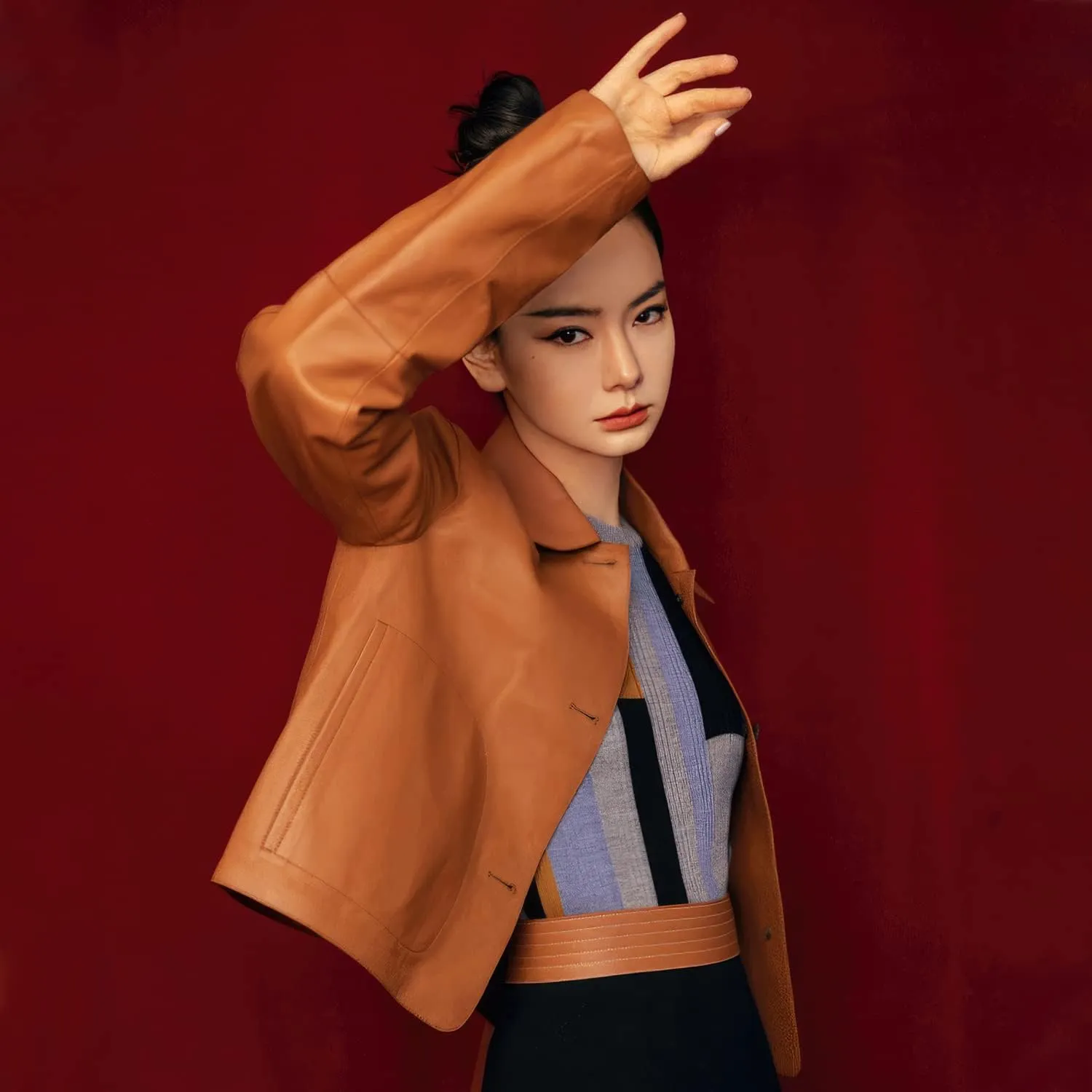 Women's Brown Sheepskin Cropped Leather Jacket - Classic Style