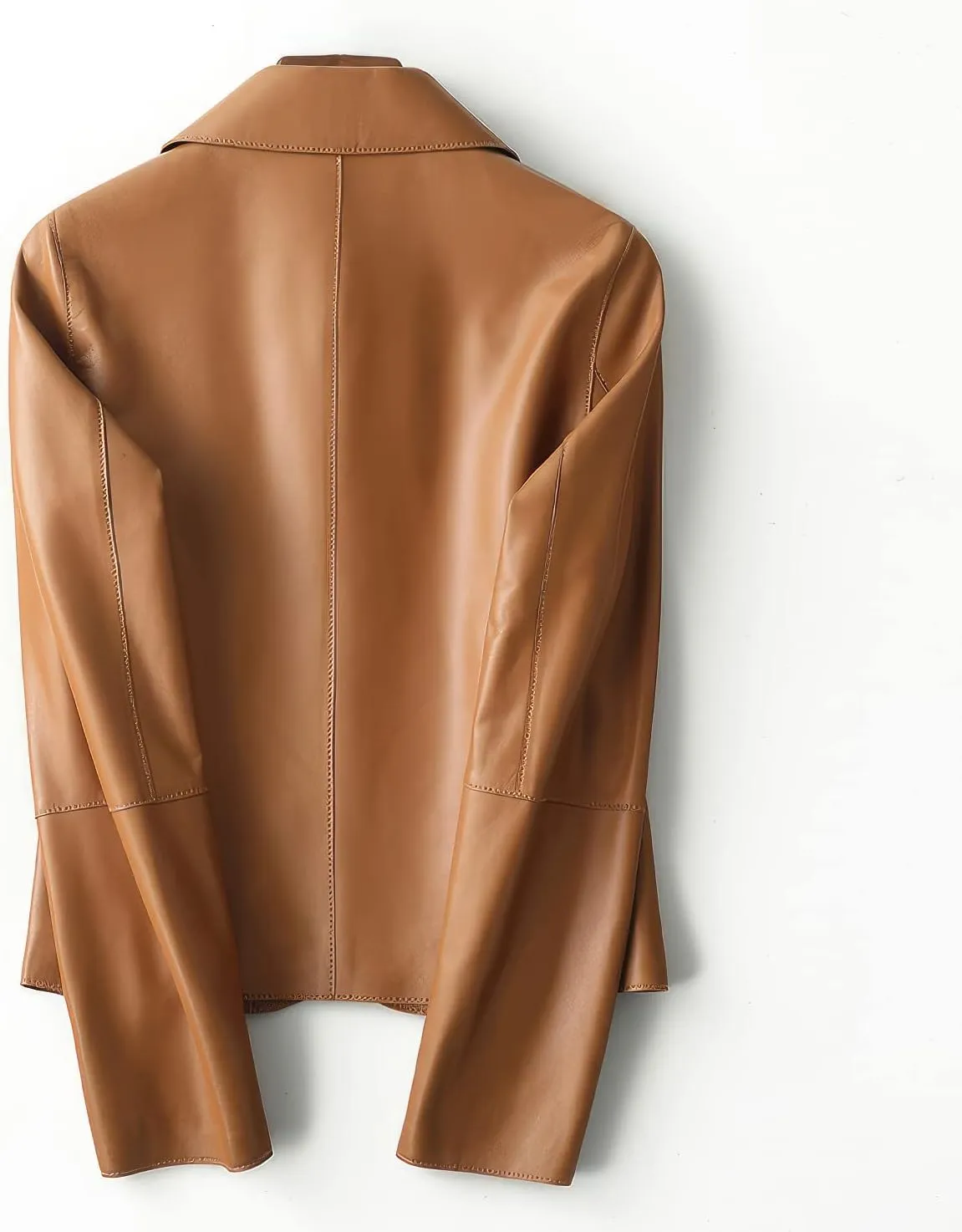 Women's Brown Sheepskin Cropped Leather Jacket - Classic Style