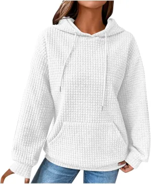 Womens Button Drawstring Y2k Hoodie Drop Shoulder Baggy Hooded Sweatshirt Lightweight Pullover Fall Clothes w/Pockets