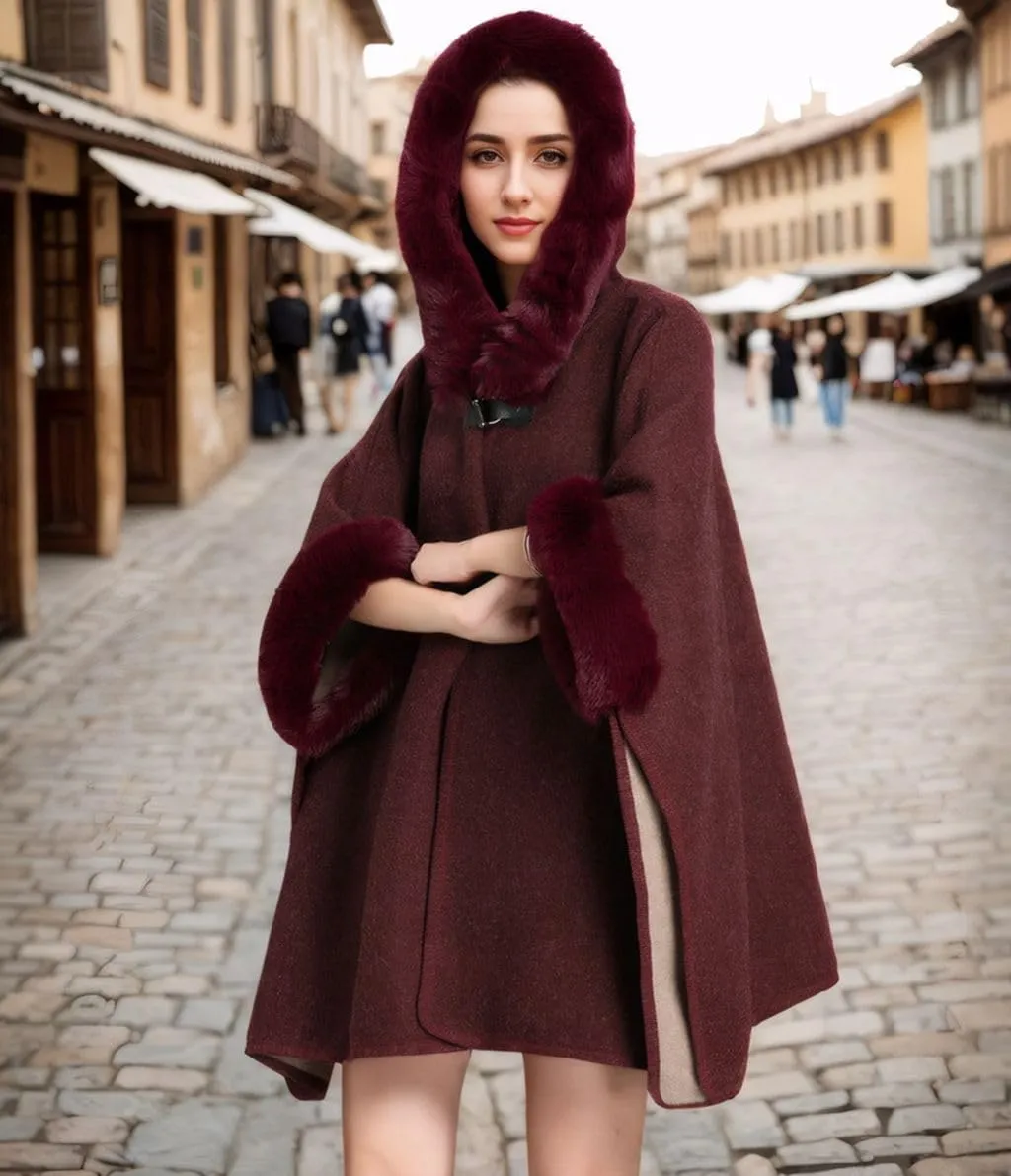 Women's Cardigan Shawl Cape Cloak Winter Warm Hoodie Cardigan Coat