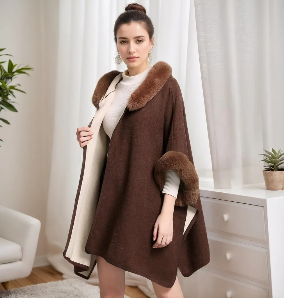 Women's Cardigan Shawl Cape Cloak Winter Warm Hoodie Cardigan Coat