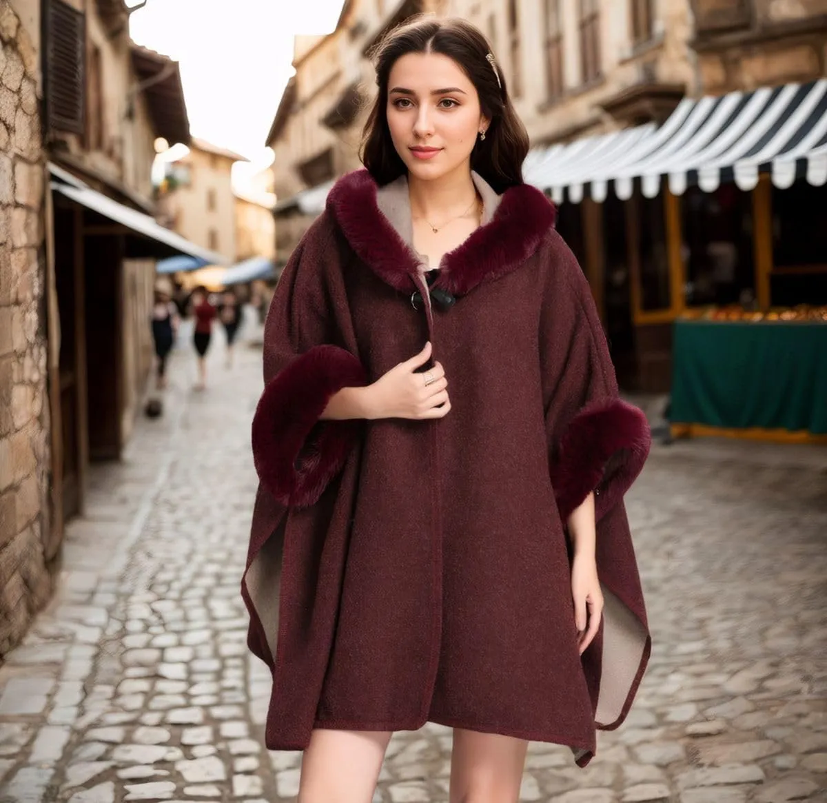 Women's Cardigan Shawl Cape Cloak Winter Warm Hoodie Cardigan Coat