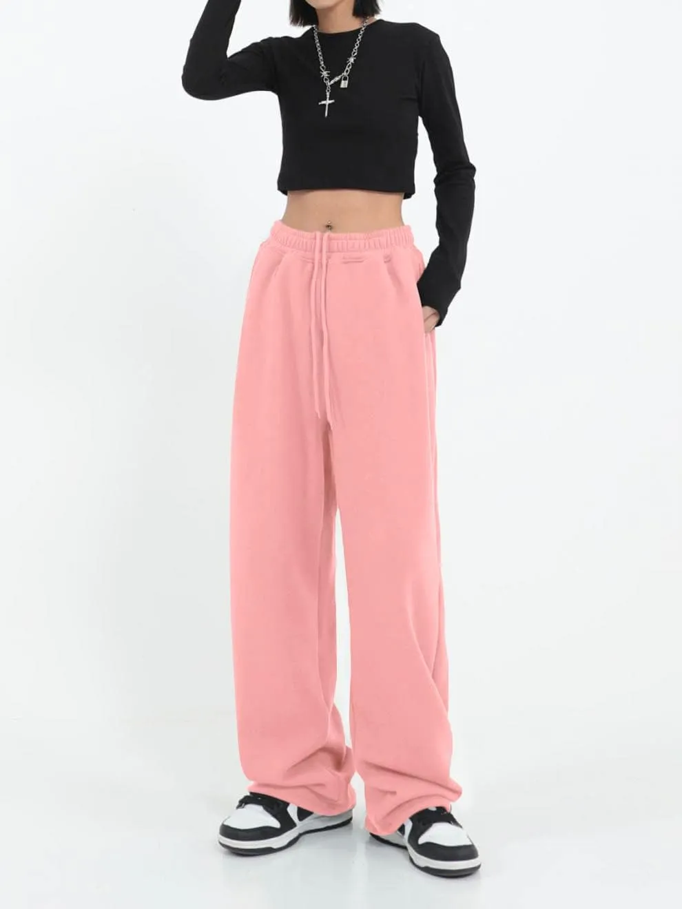 Women's Casual Wide Leg Sweatpants Loose Yoga Pants Comfy Lounge Jogger Baggy Sweatpants with Pockets