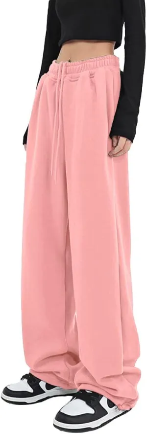 Women's Casual Wide Leg Sweatpants Loose Yoga Pants Comfy Lounge Jogger Baggy Sweatpants with Pockets