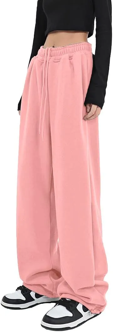 Women's Casual Wide Leg Sweatpants Loose Yoga Pants Comfy Lounge Jogger Baggy Sweatpants with Pockets
