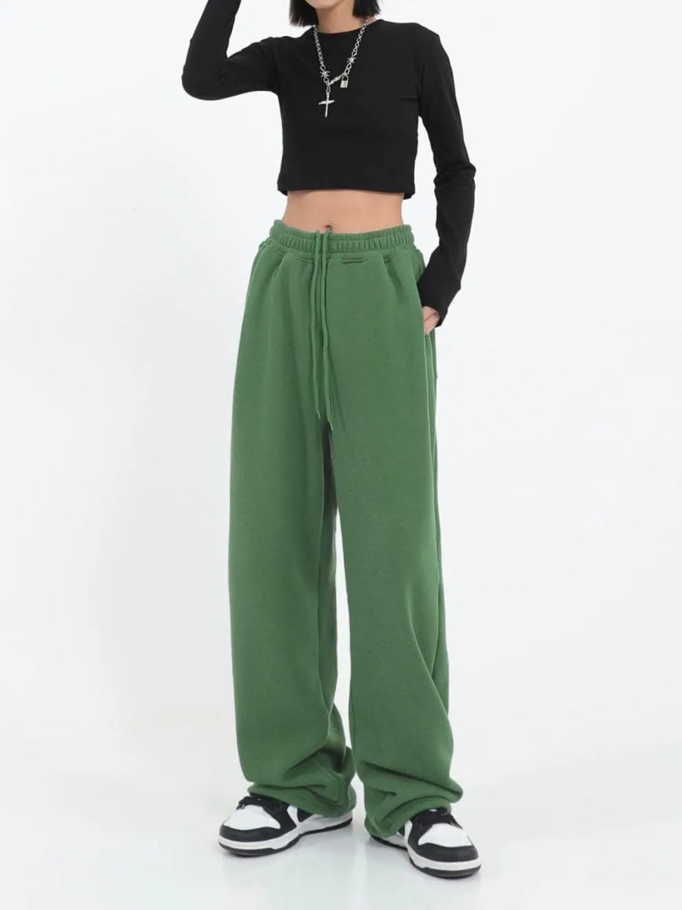 Women's Casual Wide Leg Sweatpants Loose Yoga Pants Comfy Lounge Jogger Baggy Sweatpants with Pockets