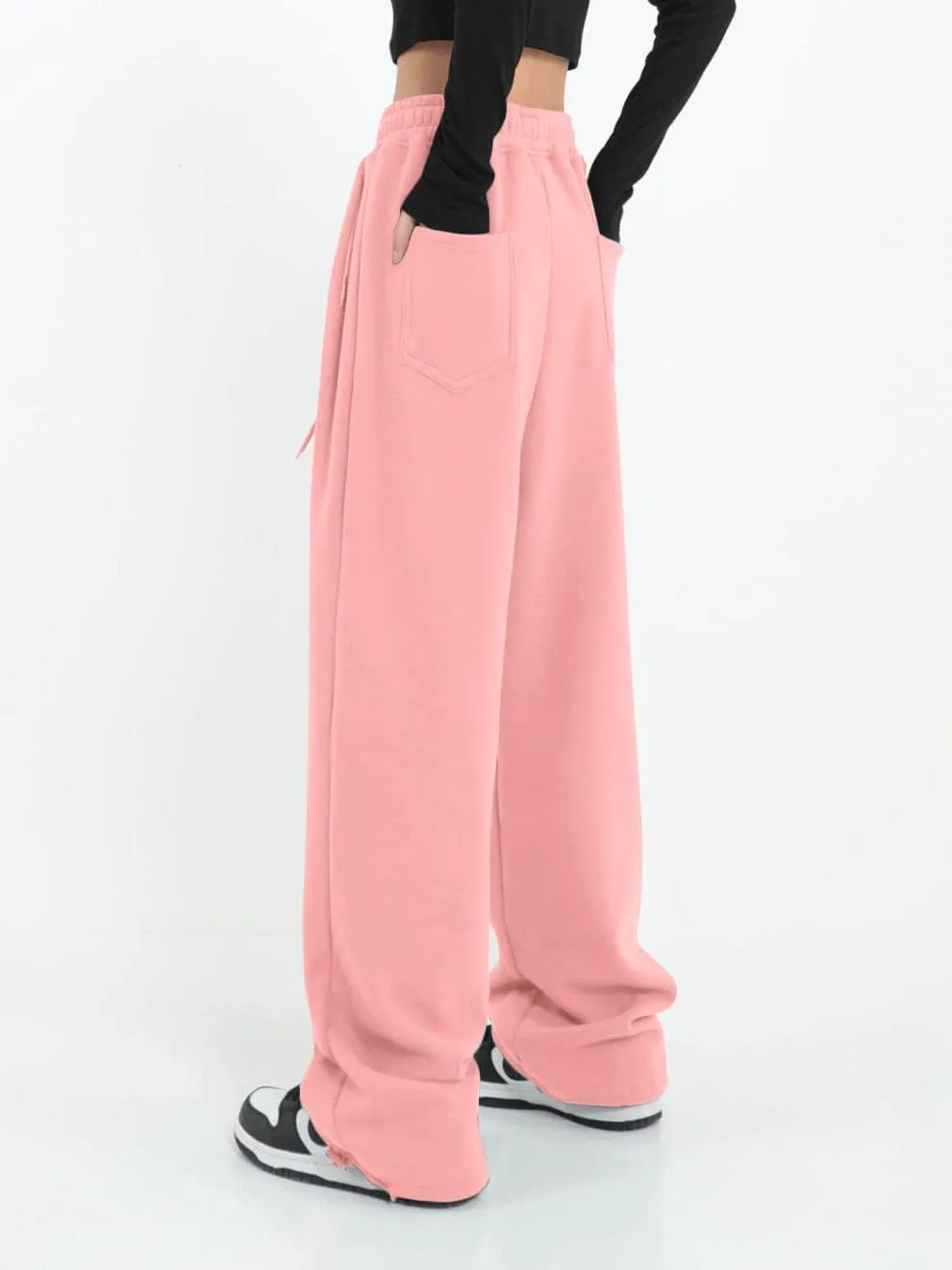 Women's Casual Wide Leg Sweatpants Loose Yoga Pants Comfy Lounge Jogger Baggy Sweatpants with Pockets