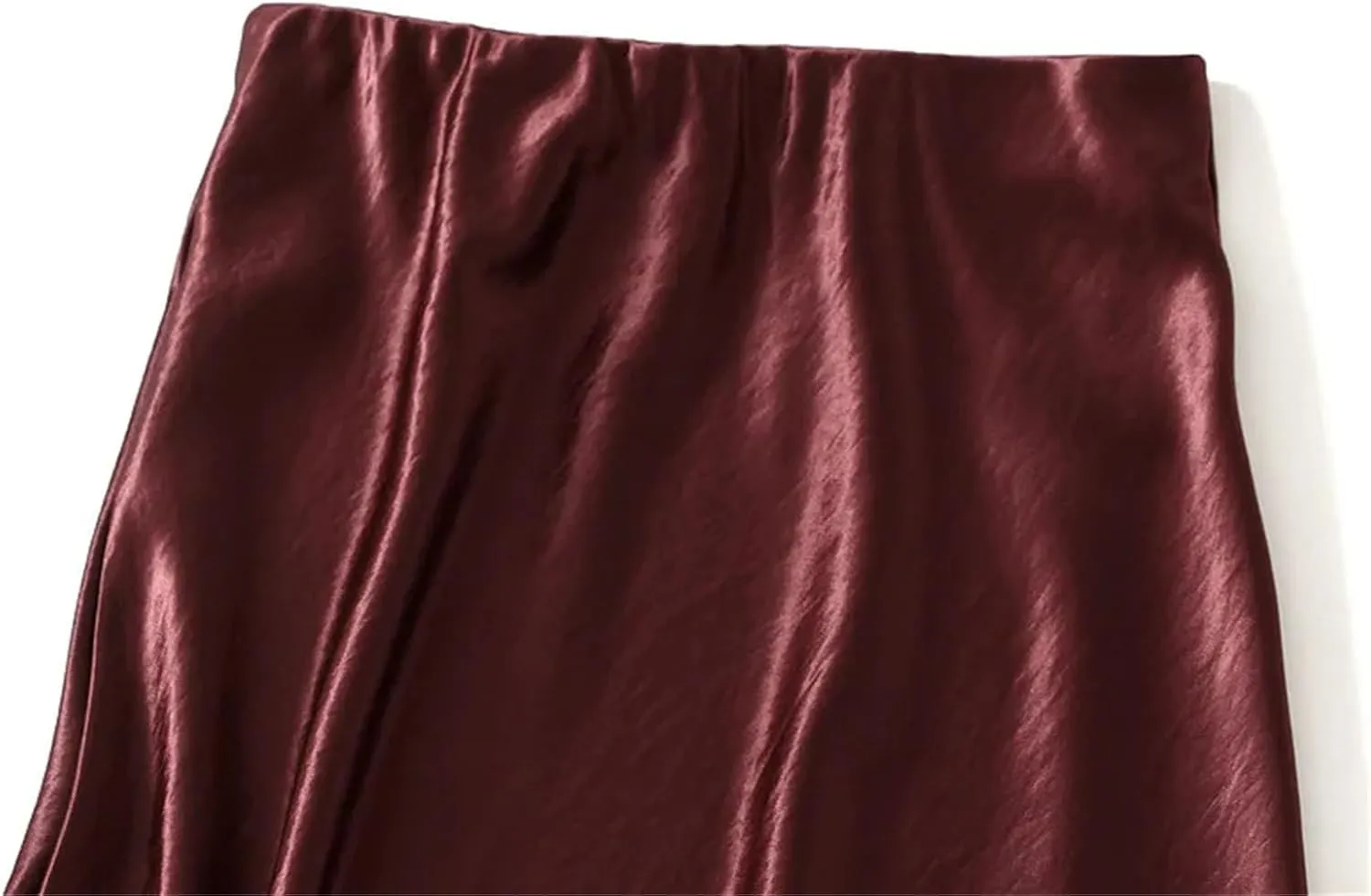 Women's Elegant Satin Skirt for Women - Pleated Flowing Tight Midi Skirt for Party