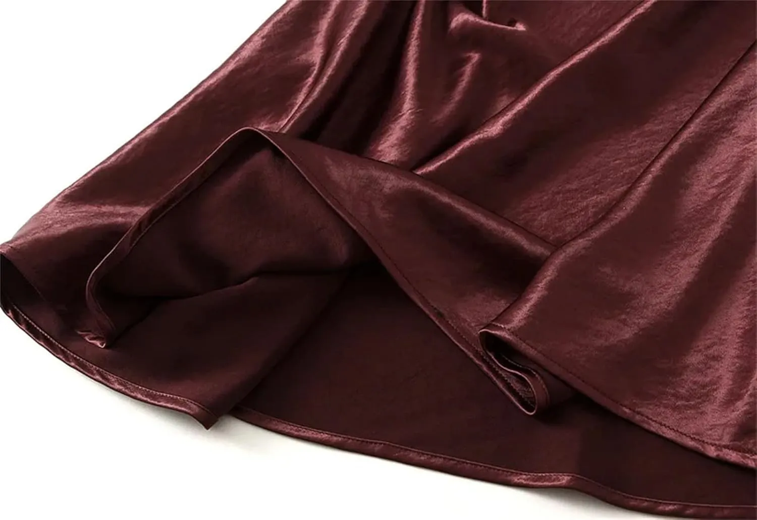Women's Elegant Satin Skirt for Women - Pleated Flowing Tight Midi Skirt for Party