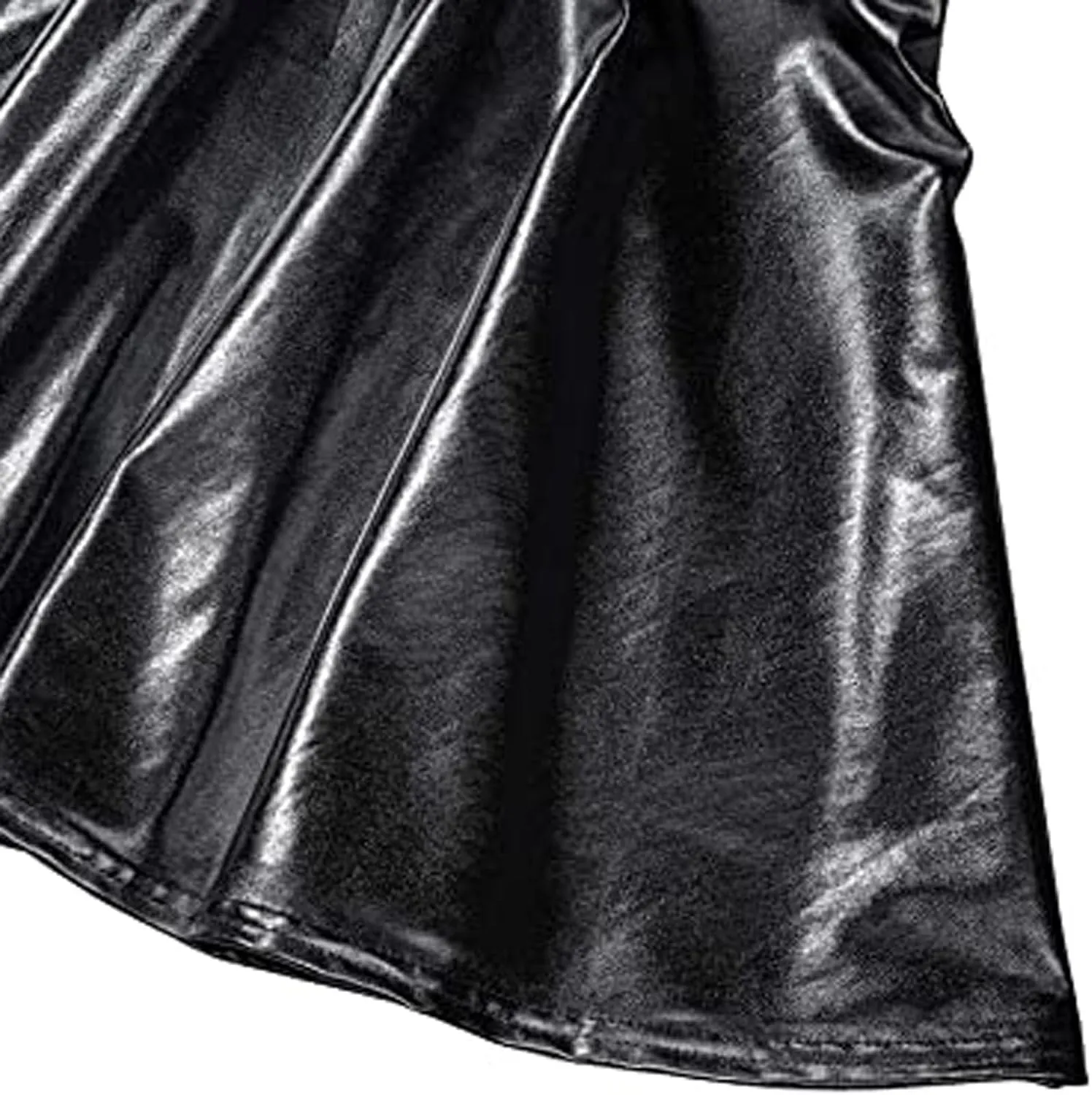 Womens Fashion High Waist Pleated Skirts Shiny Metallic Skater Skirt Sparkly Flared A Line Mini Skort Rave Party Outfit