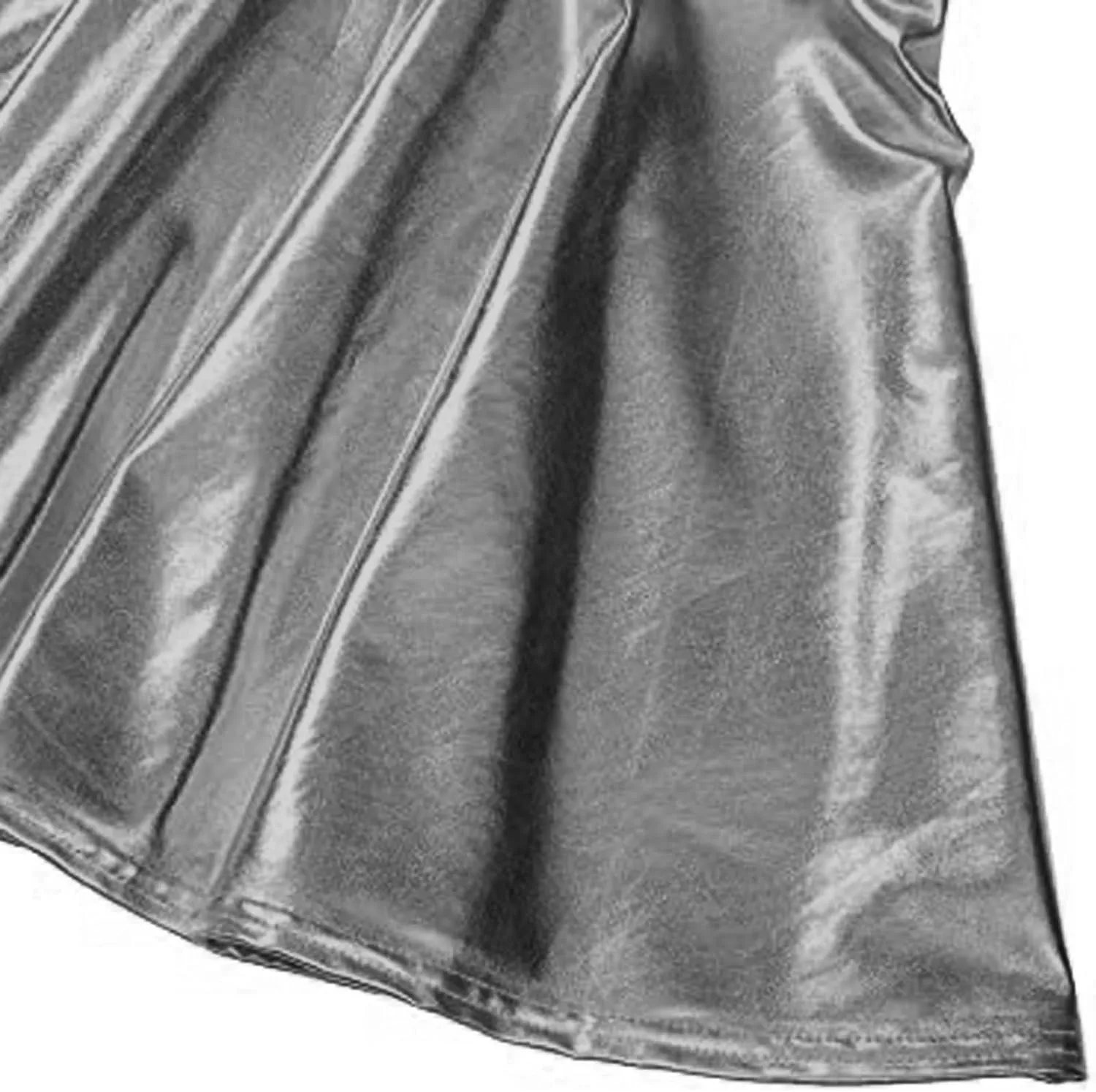 Womens Fashion High Waist Pleated Skirts Shiny Metallic Skater Skirt Sparkly Flared A Line Mini Skort Rave Party Outfit