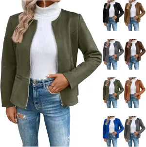 Womens Faux Fur Leather Jackets Casual Cropped Zip Up Motorcyle Jacket Lightweight Stand Collar Coats