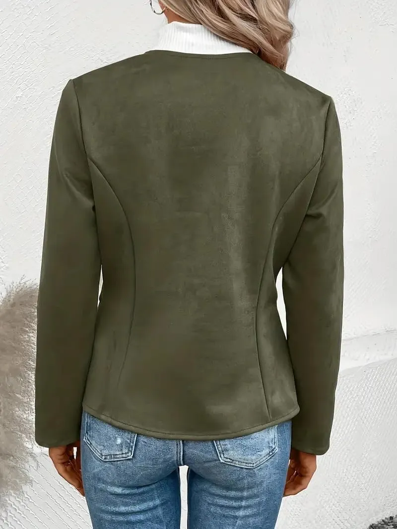 Womens Faux Fur Leather Jackets Casual Cropped Zip Up Motorcyle Jacket Lightweight Stand Collar Coats