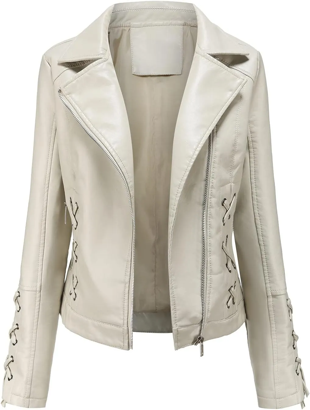 Womens Faux Leather Jacket Collar Zipper Stitching Solid Color Jacket Womens Coats De para Mujer Brown Jacket