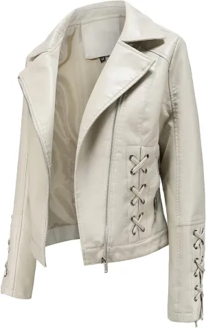 Womens Faux Leather Jacket Collar Zipper Stitching Solid Color Jacket Womens Coats De para Mujer Brown Jacket