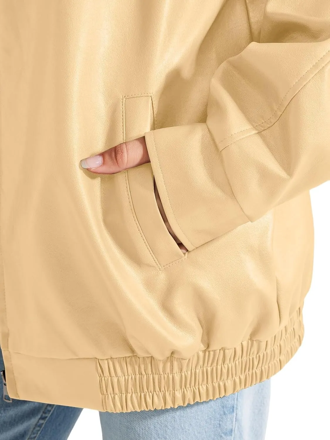 Womens Faux Leather Jacket Oversized Zip Up Motorcycle Coats Casual Moto Biker Coat Fall Fashion Winter Outfits