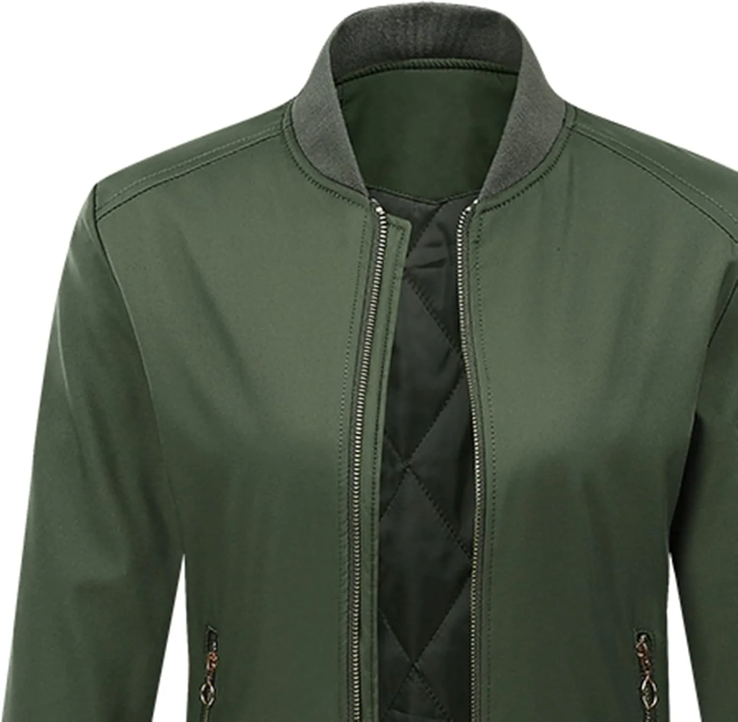 Women's Faux Leather Jacket Stand Collar Long Sleeve Outwear PU Moto Jackets Slim Fit Casual Coat Full Zip Up Coats
