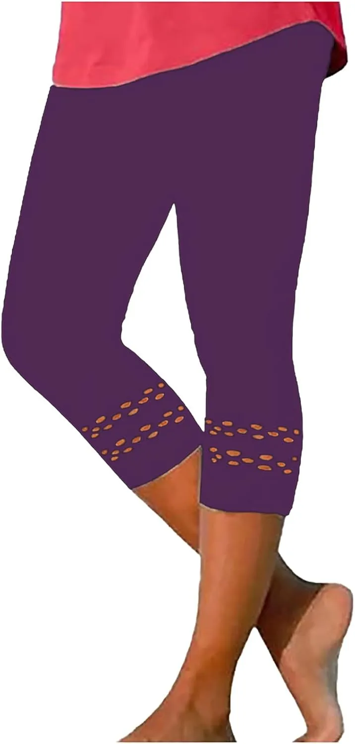 Womens Fitness Athletic Leggings Workout High Waist Yoga Capri Pants Stretch Hollow Cropped Trouser Gym Running Bottoms