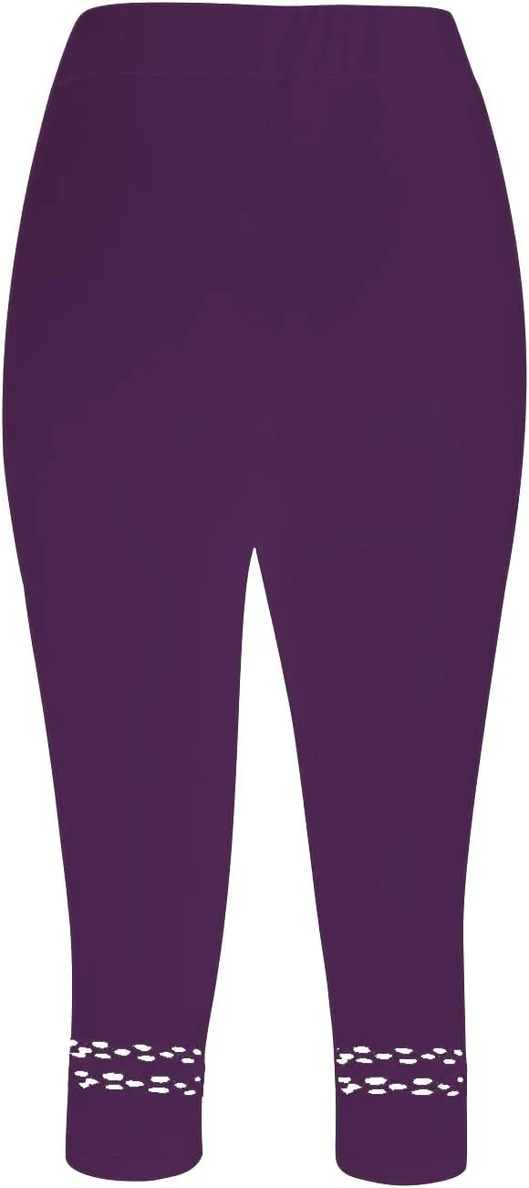 Womens Fitness Athletic Leggings Workout High Waist Yoga Capri Pants Stretch Hollow Cropped Trouser Gym Running Bottoms