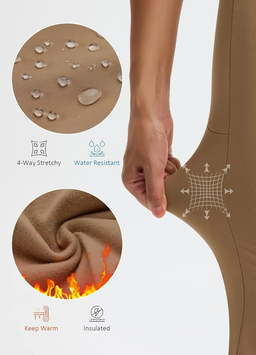 Women's Fleece Lined Pants Straight Leg Thermal Sweatpants Water Resistant Hiking Yoga Dress Pants Flare Leggings