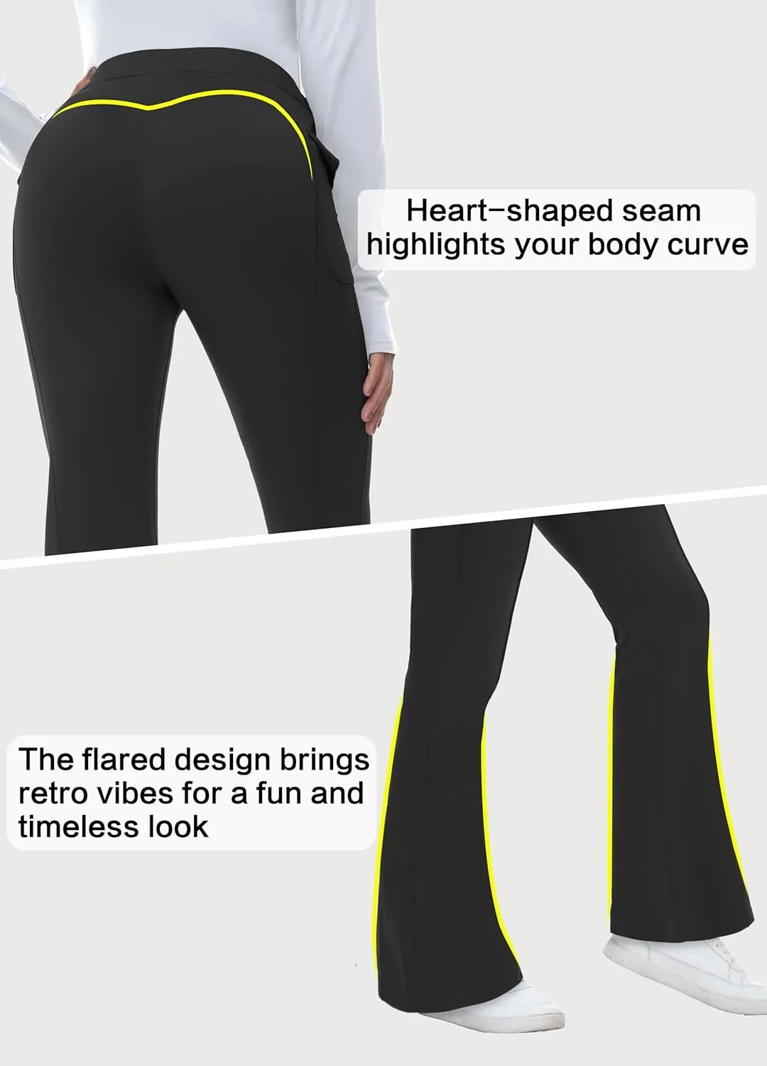 Women's Fleece Lined Pants Winter Warm Leggings Water Resistant Flare Bootcut Hiking Thermal Outdoor Cargo Pockets