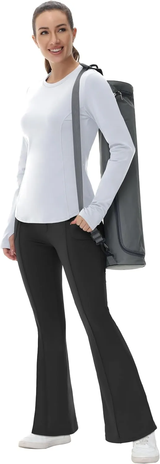 Women's Fleece Lined Pants Winter Warm Leggings Water Resistant Flare Bootcut Hiking Thermal Outdoor Cargo Pockets