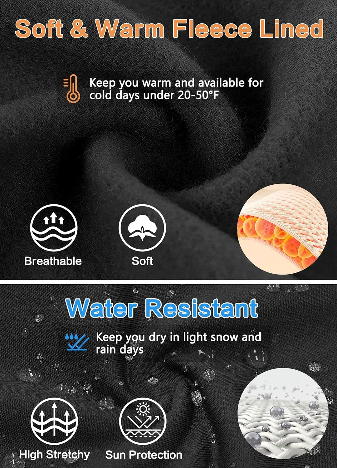Women's Fleece Lined Pants Winter Warm Leggings Water Resistant Flare Bootcut Hiking Thermal Outdoor Cargo Pockets