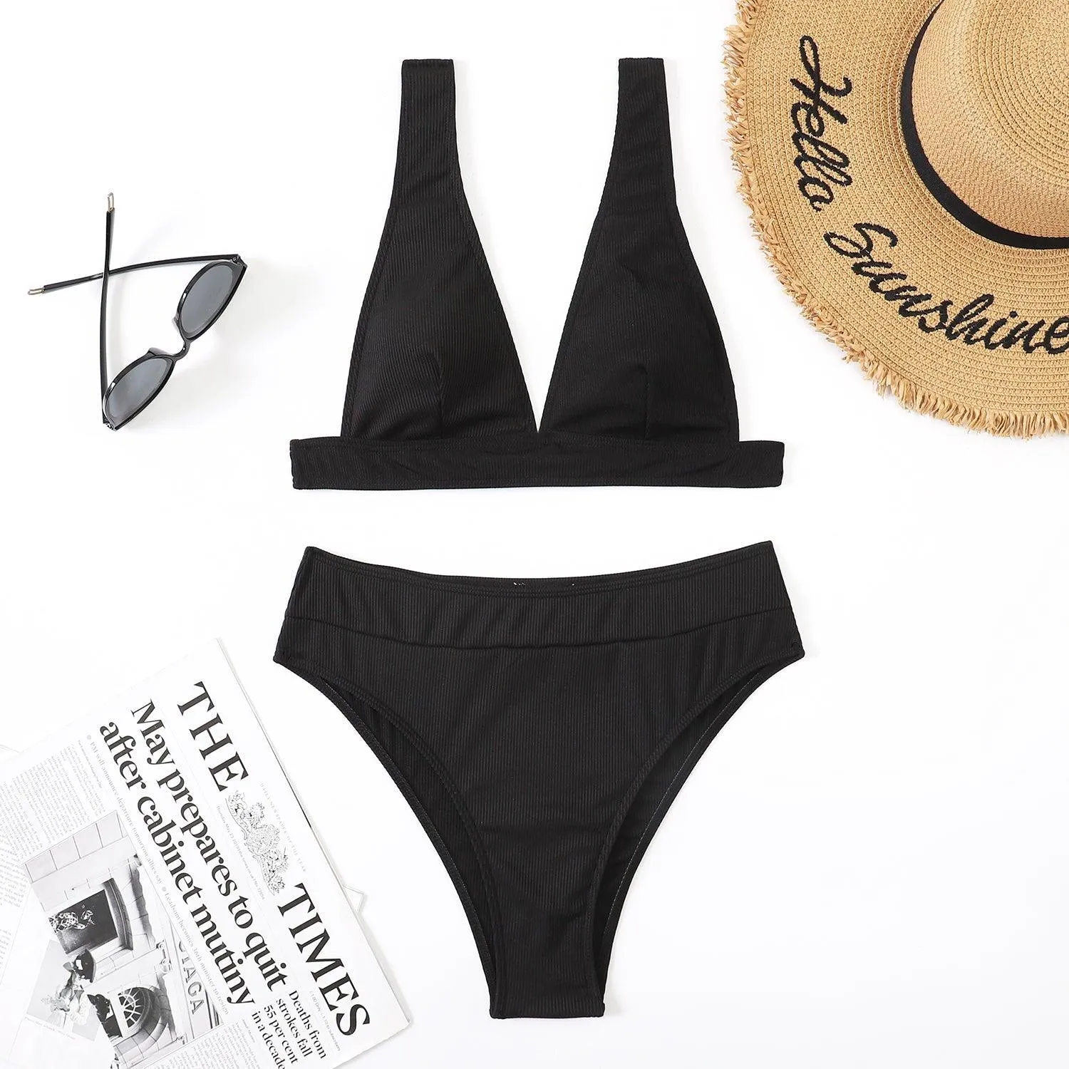 Women's GFIT High Waisted Bikini Set - Sporty Swimwear for Beach