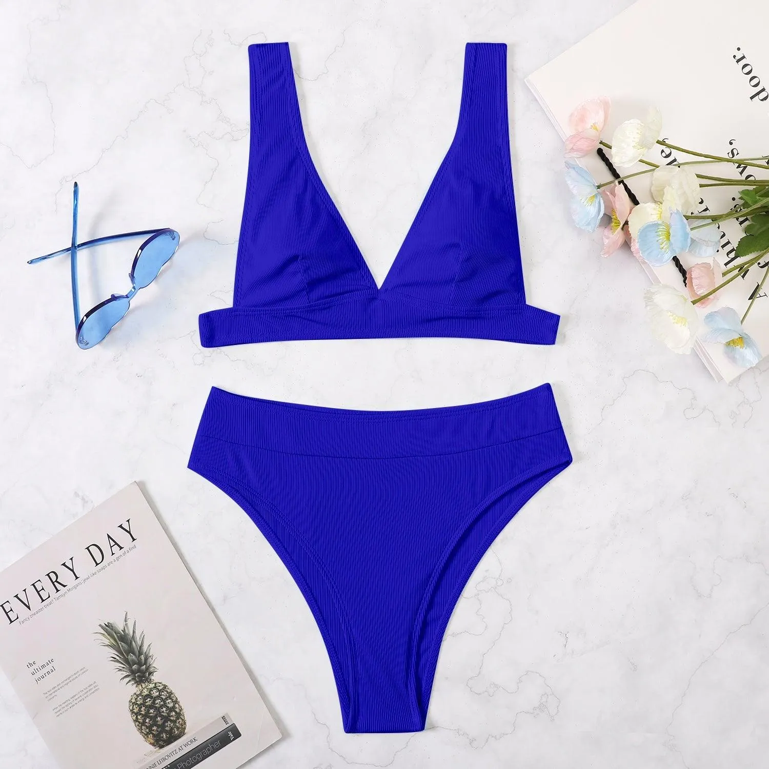 Women's GFIT High Waisted Bikini Set - Sporty Swimwear for Beach