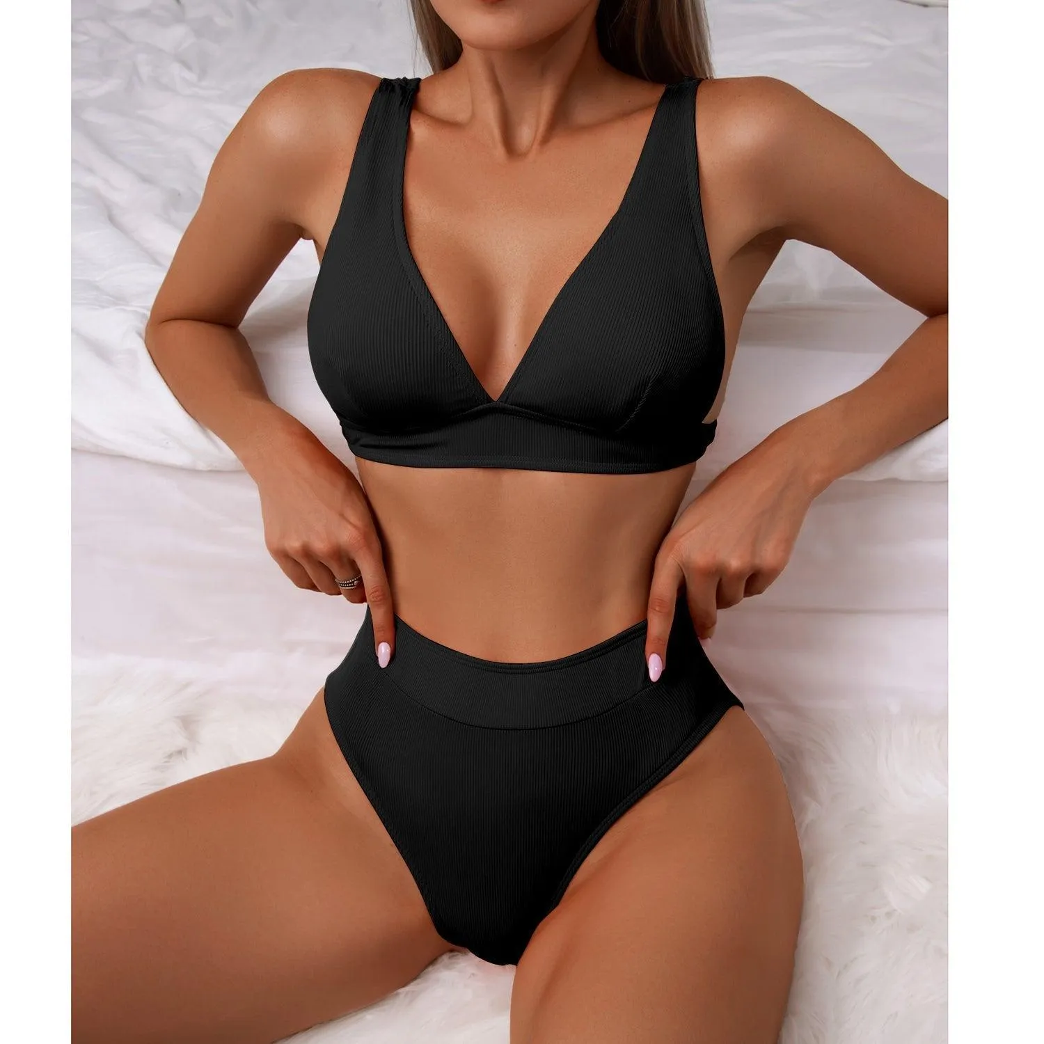 Women's GFIT High Waisted Bikini Set - Sporty Swimwear for Beach