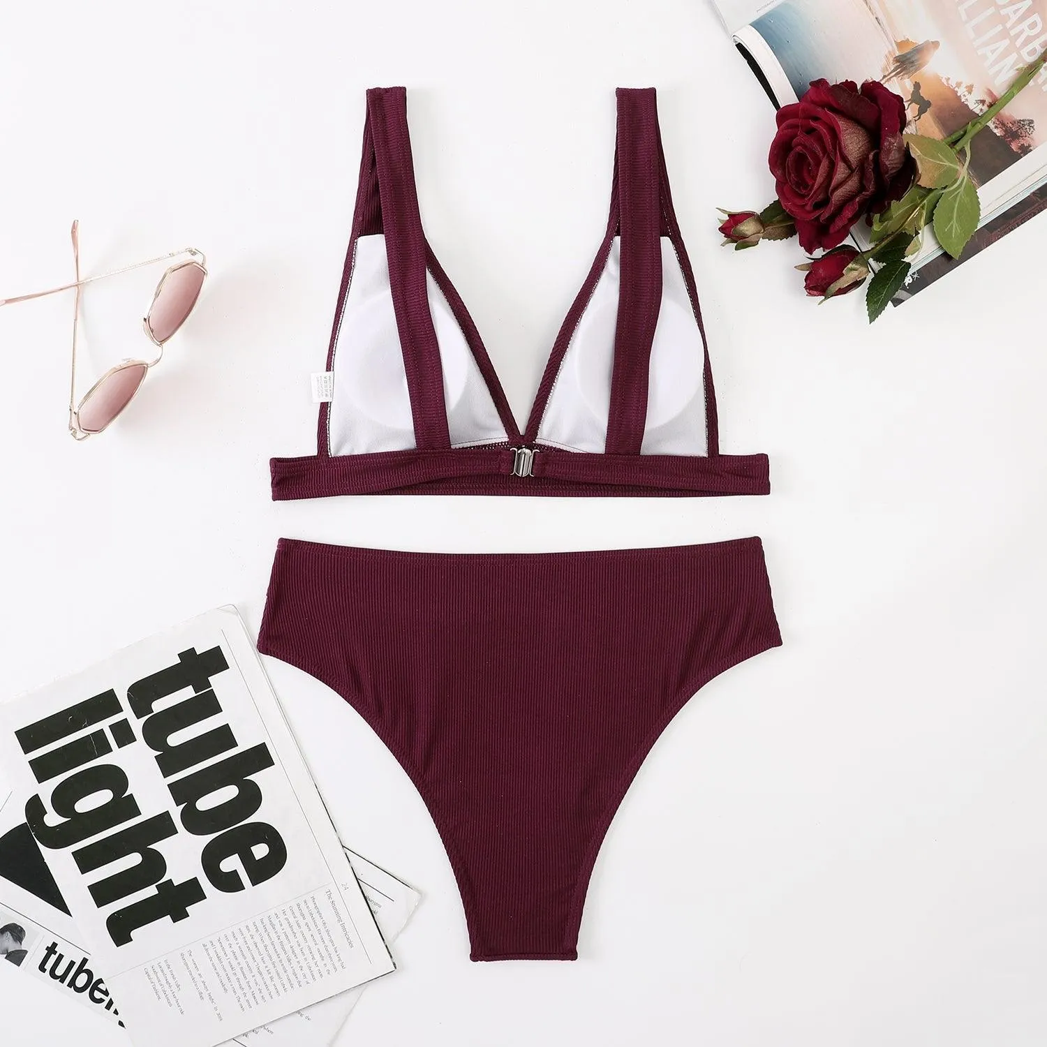 Women's GFIT High Waisted Bikini Set - Sporty Swimwear for Beach