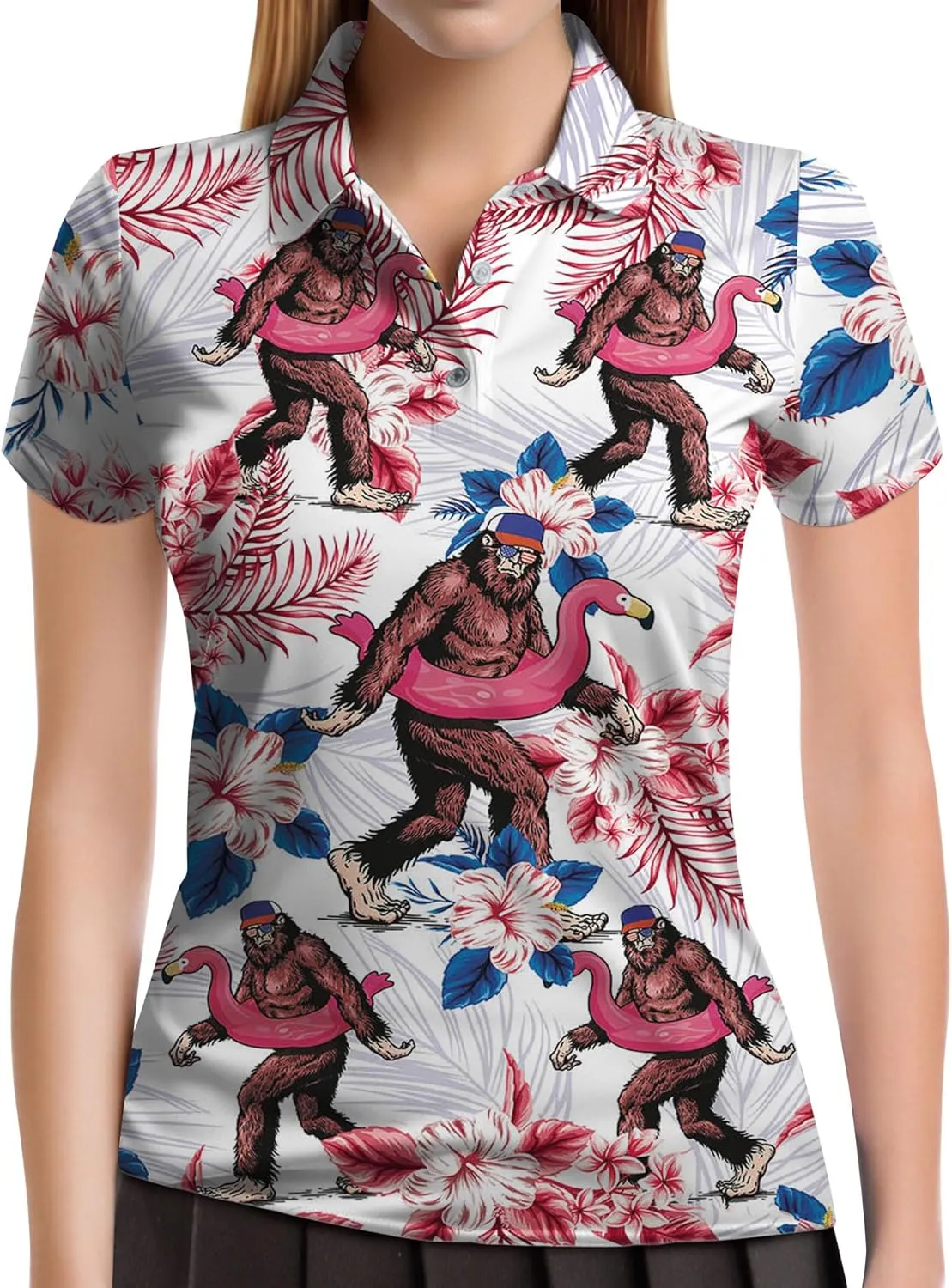 Womens Golf Shirts Funny Print Standout Design Polo Shirt for Women, Small, 1a-aop-wpol-61868