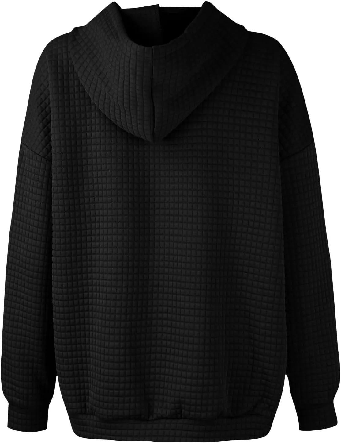 Womens Hoodies Casual Long Sleeve Drawstring Waffle Knit Pullover Tops Loose Hooded Sweatshirt with Pocket