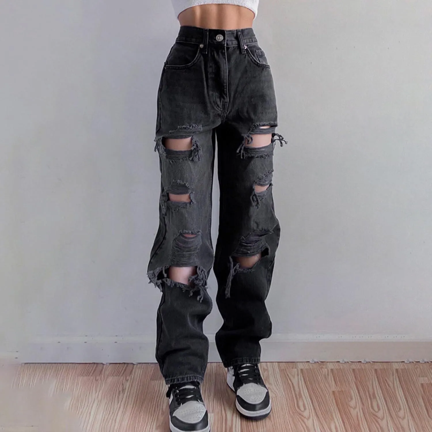Women's Jeans Jeans High Waist Straight Wide Leg Baggy Trousers Vintage Denim Pants Streetwear Jeans, S-XL